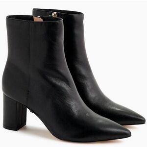 J Crew leather pointed toe ankle boot with block heel-Maya